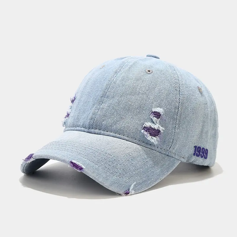 Gorra de béisbol lavada de algodón vaquero de alta calidad, logotipos personalizados bordados, nueva moda, sombreros deportivos de verano al aire libre para hombres y mujeres