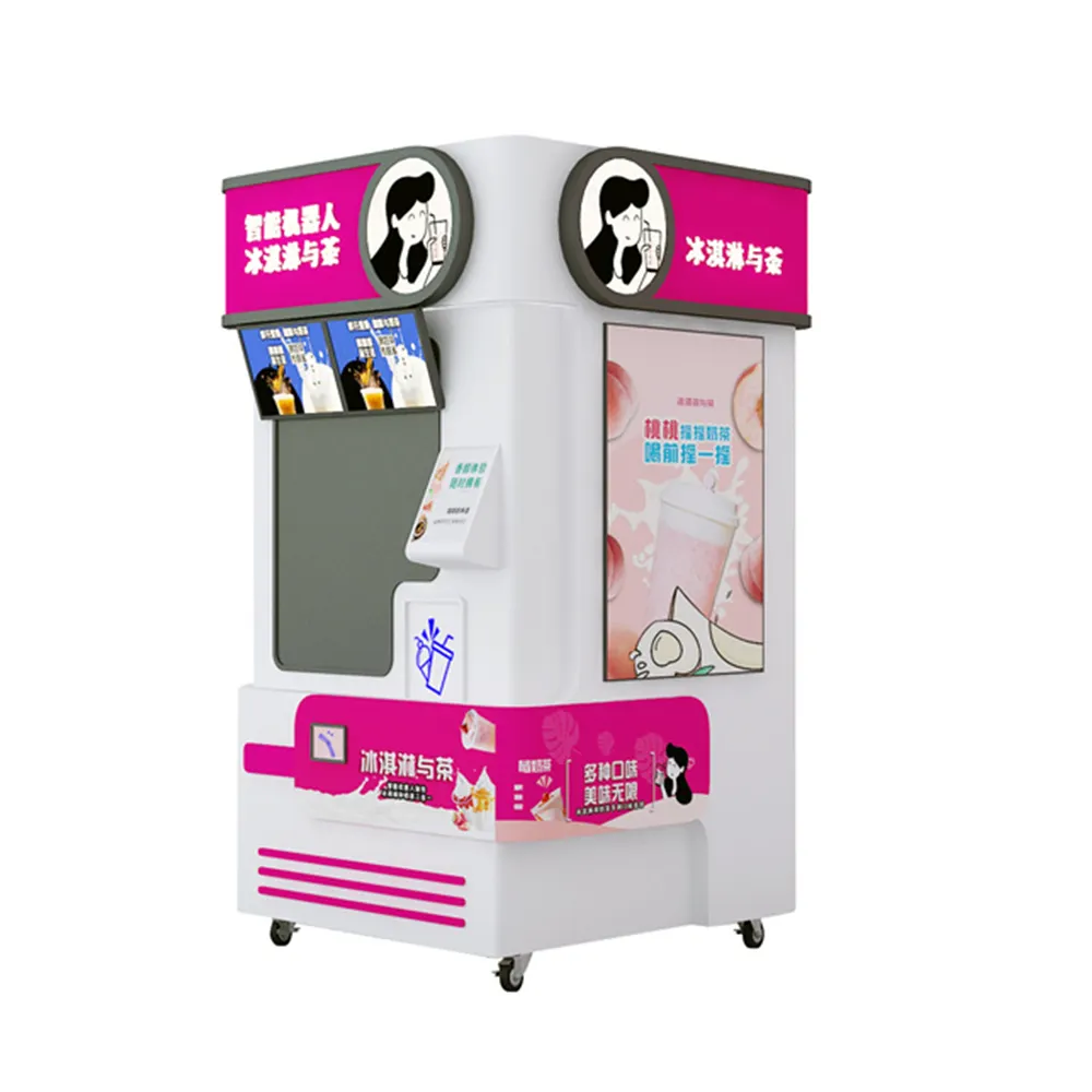Distributore automatico di tè al latte con braccio Robot a matrice più ampia in vendita distributore automatico di tè a bolle Milktea tè automatico caffè