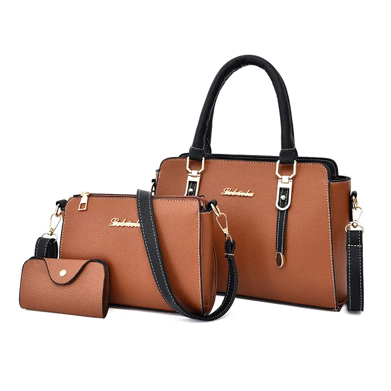 Sıcak satış klasik düz renk bayan çoklu stilleri kadın çantası üç Set ve uygun fiyatlı çanta anne çocuk çantası