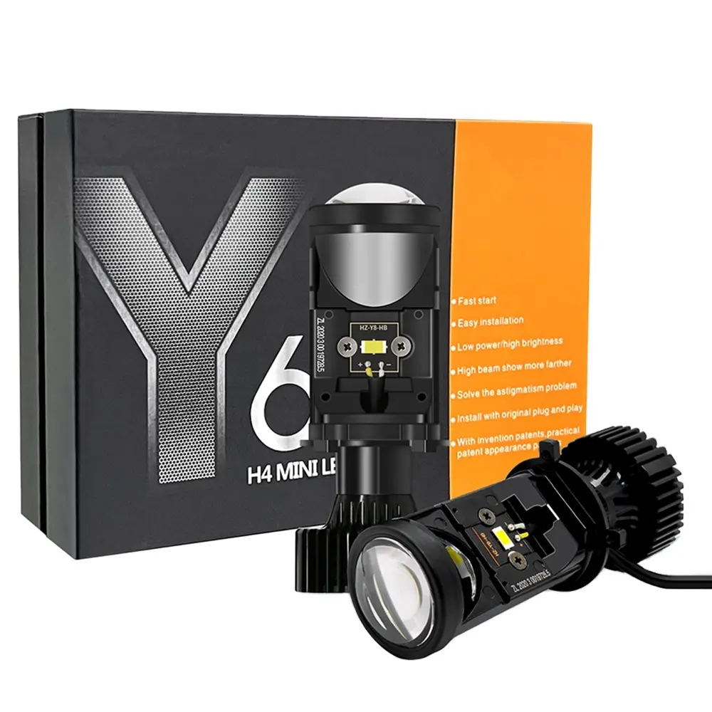 Yüksek ışın düşük ışın araba H4 Mini Bi-led projektör Lens 2.5/3-inch LED farlar Led ışık Y6 H4 ampul projektör far
