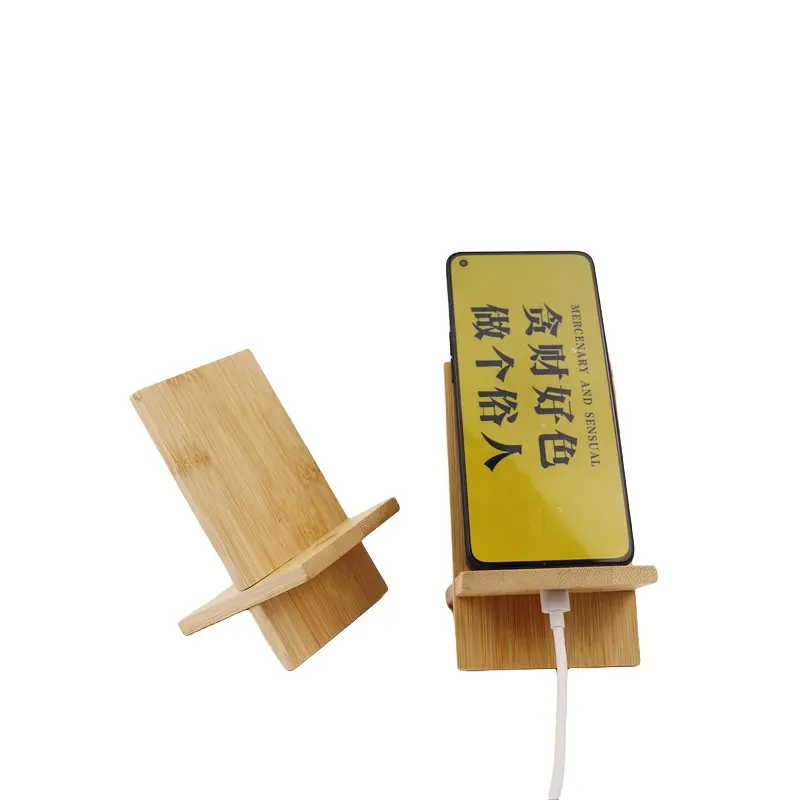 Nuovo supporto per telefono cellulare da tavolo in legno di bambù per iPhone portatile in legno naturale Ipad supporto per telefono cellulare