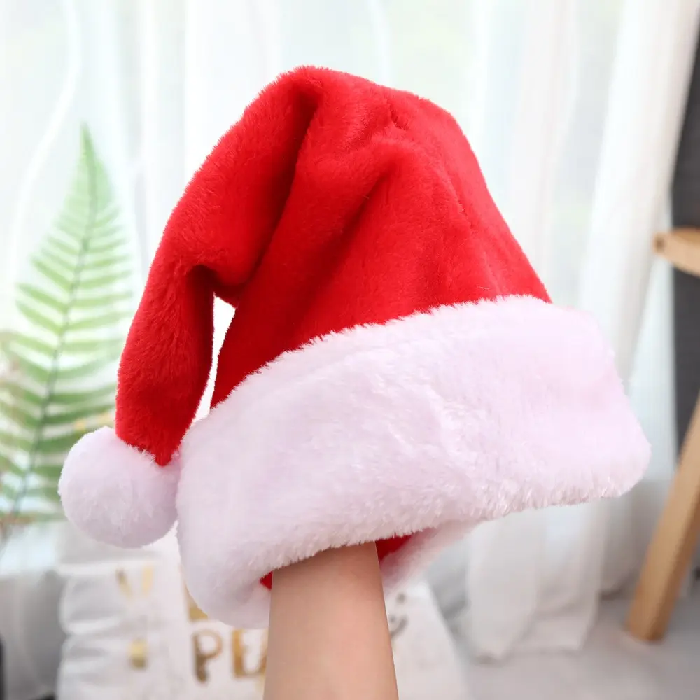 All'ingrosso personalizzato bambini adulti bambino classico babbo natale cappelli berretto di natale velluto peluche cappello di natale per i bambini