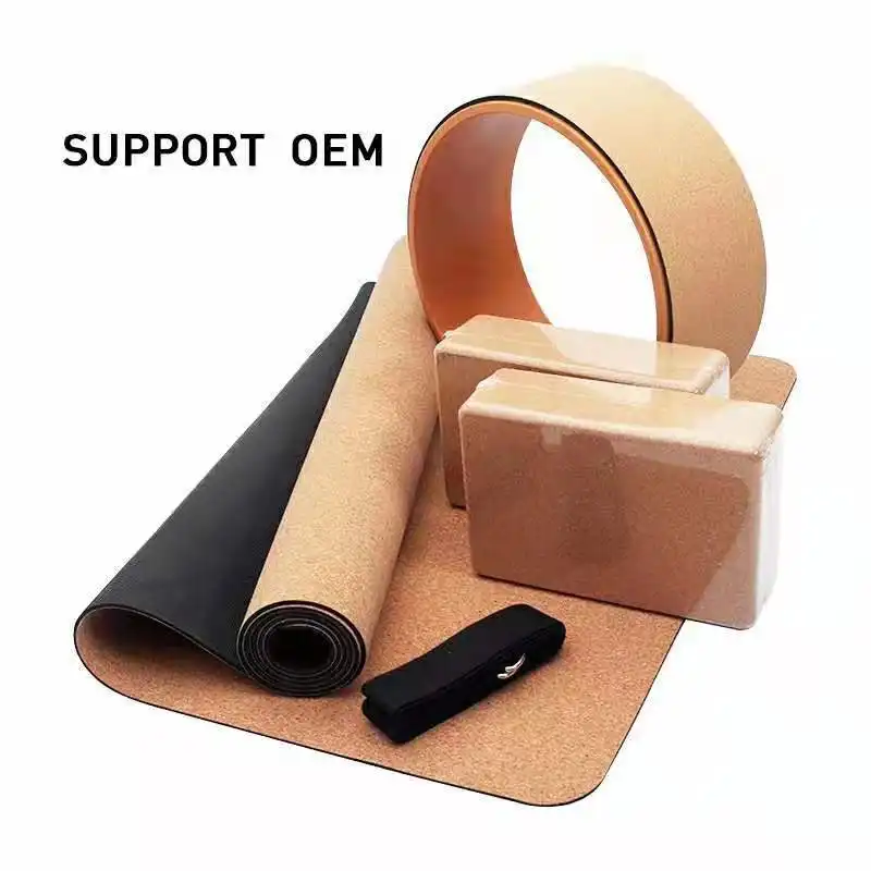 Wholesale Organic Yoga Cork Rubber Mat, Custom 4mm 5mm Thick Yoga Met Eco Friendly Yoga-matte,Natural Rubber Yoga Mat Cork Set