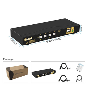 JideTech 4-Port <strong>KVM</strong> HDMI <strong>Switch</strong> with Audio USB Interface 4Kx2K@60Hz Kit Cables