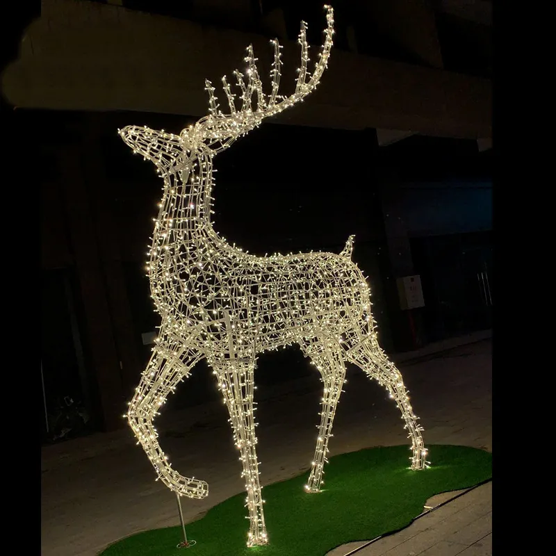 Açık dekorasyon IP65 Led heykel geyik figürü özel noel sokak tatil manzara ekran kutup hayvanlar 3D Motif ışıkları