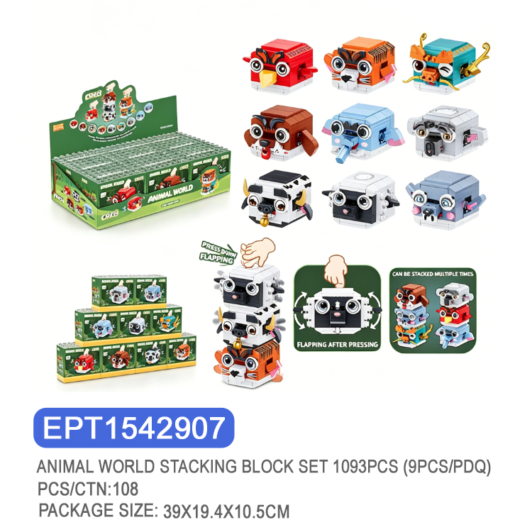 EPT1542907 Animal World Stacking Block Set 1093PCS (9PCS/PDQ)