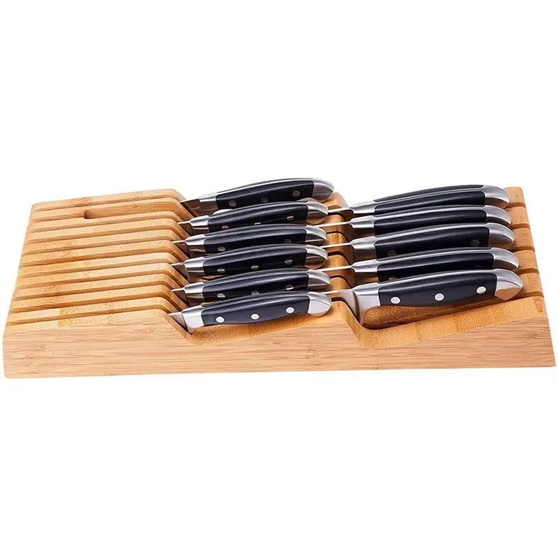 Grosir kustom laci dapur set blok pisau bambu kayu dapur pisau organizer pemegang