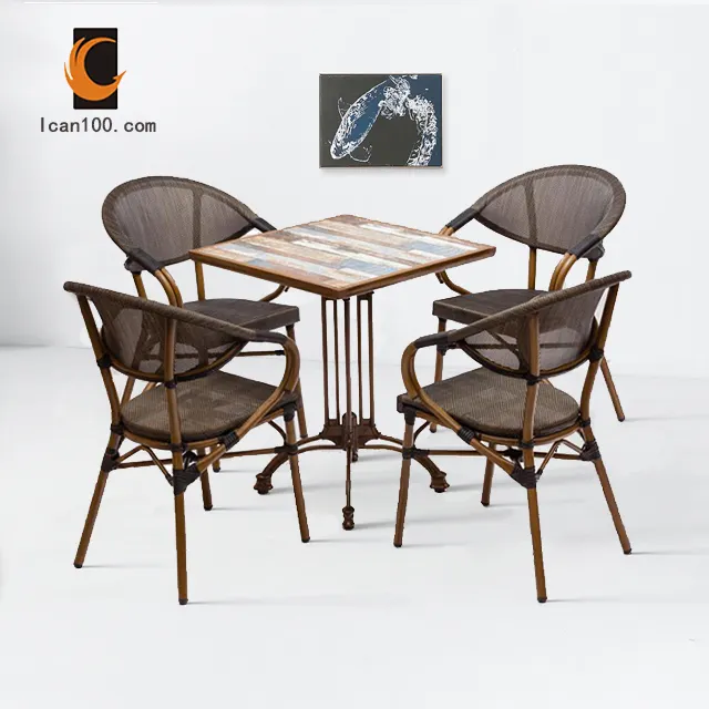 Móveis retrô de cerâmica de alta qualidade, design de restaurante, tabelas de café, cadeiras, jantar