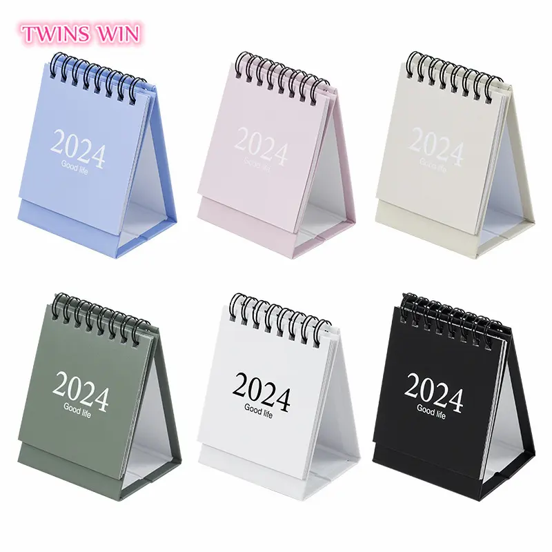 Couleur unie 2024 Style Simple Anglais Portable Mini Calendrier Décoration de Table 458