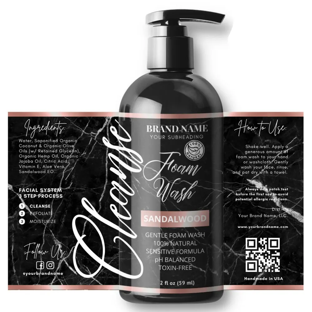 Adesivo de shampoo à base de água, recipiente para armazenamento de vinil e estampa personalizada, resistente à água, para cosméticos