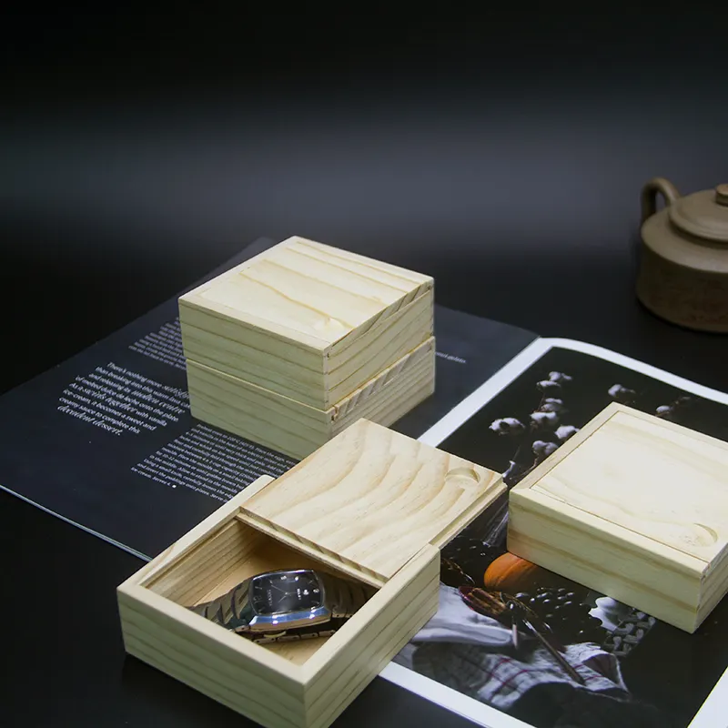 小さなスライド蓋ギフト木製ボックスカスタム手作り木製ロゴ包装