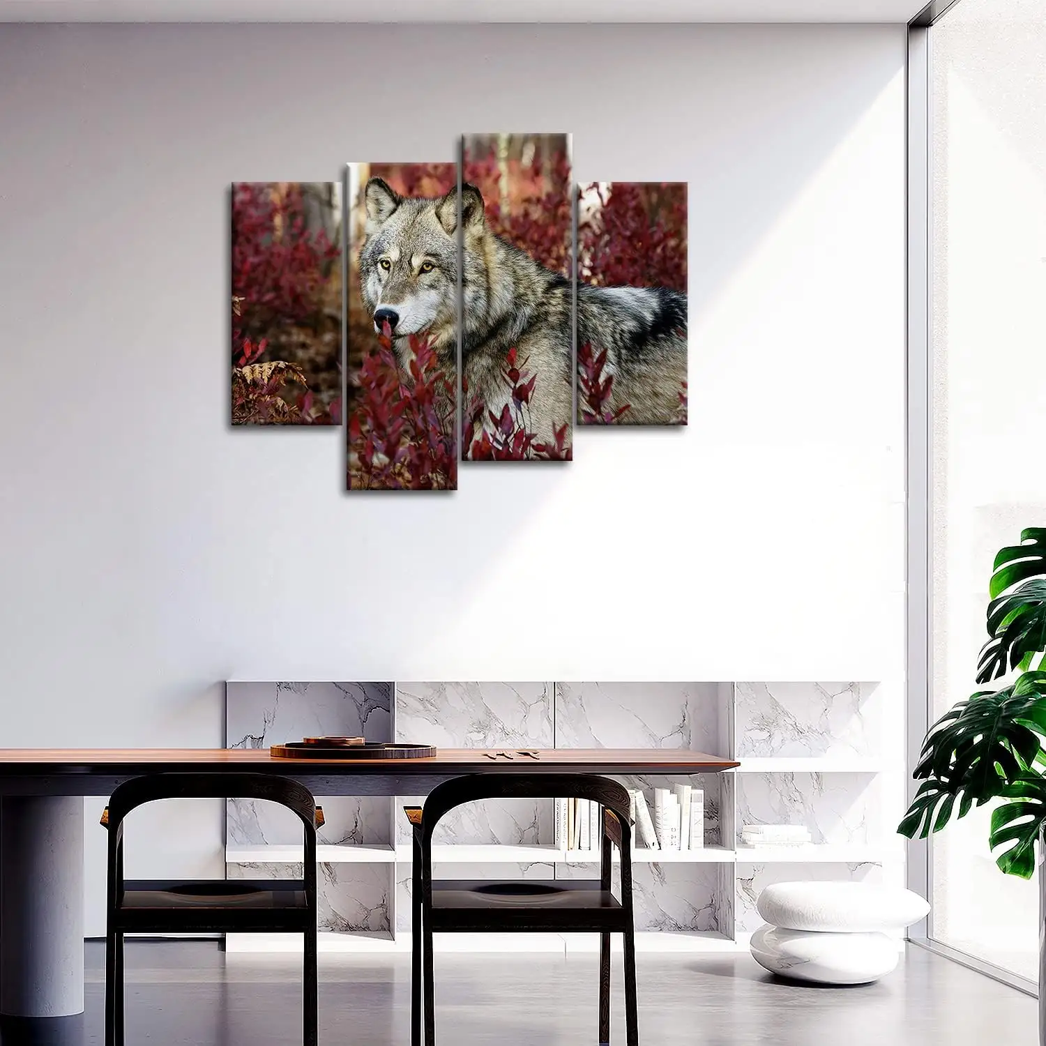 4 Stück Wand kunst Malerei Wolf im Wald Bilder Drucke auf Leinwand Tier Das Bild Dekor Öl für Home Modern Decoration