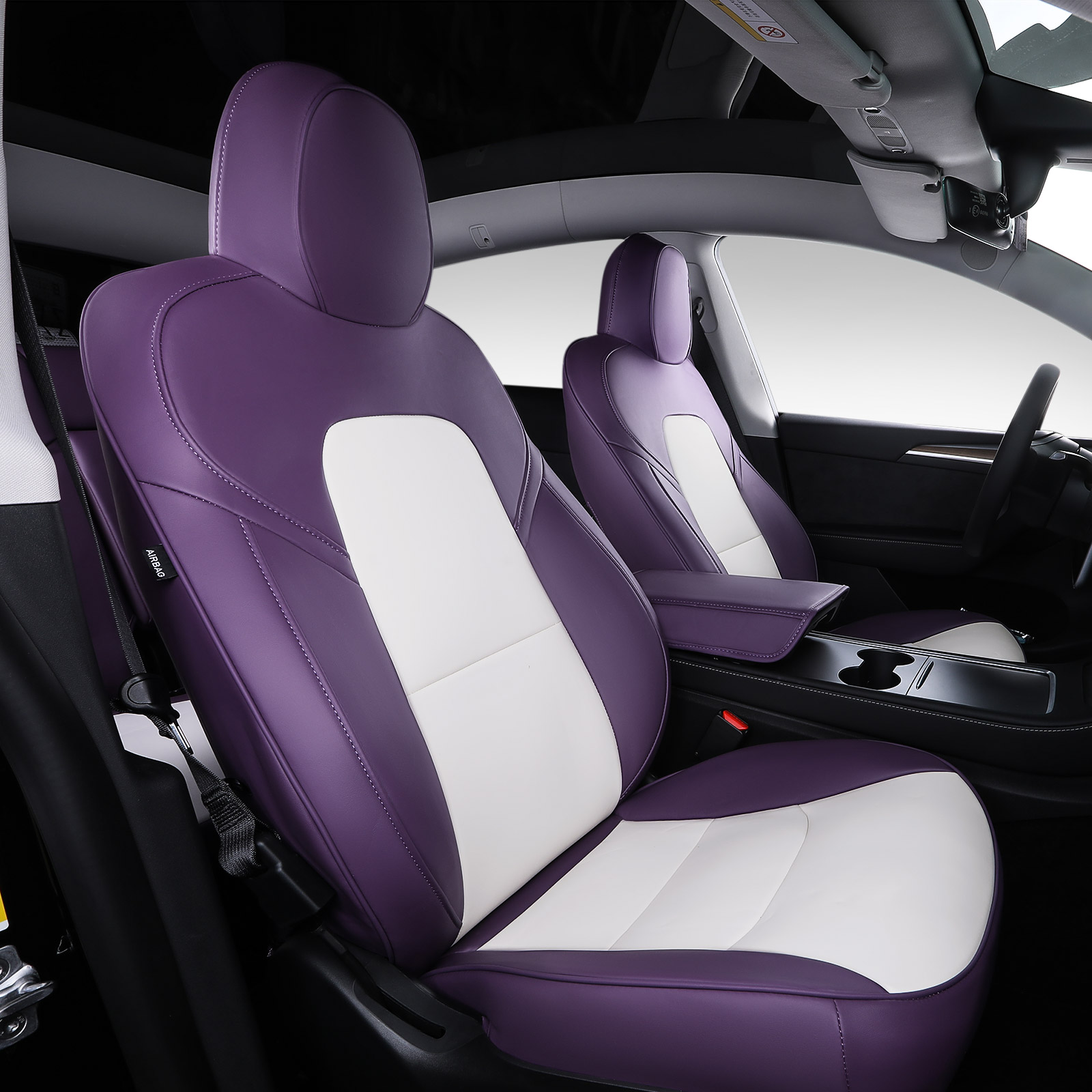Cuir PU violet blanc (avec housse d'accoudoir incluse)