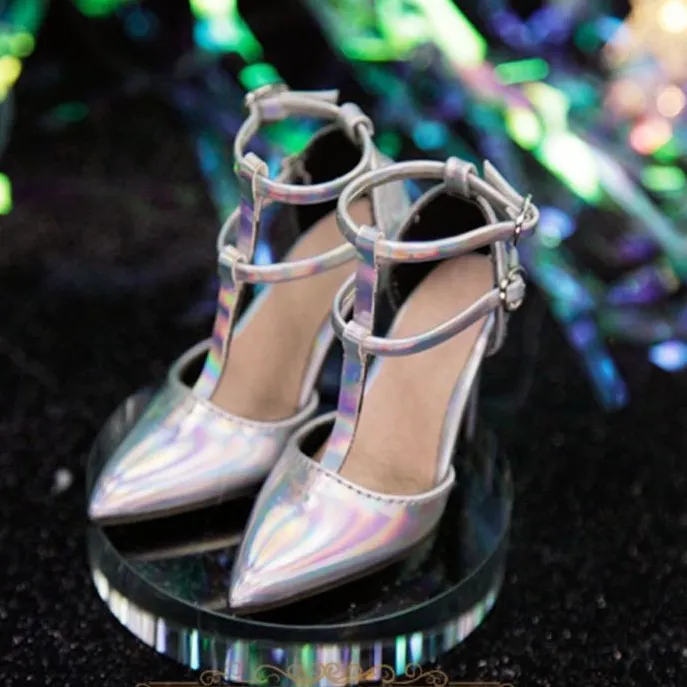 Zapatos de muñeca personalizados de fábrica, calzado de tacón alto de plata, DD, 1/3 SD, 16 pulgadas