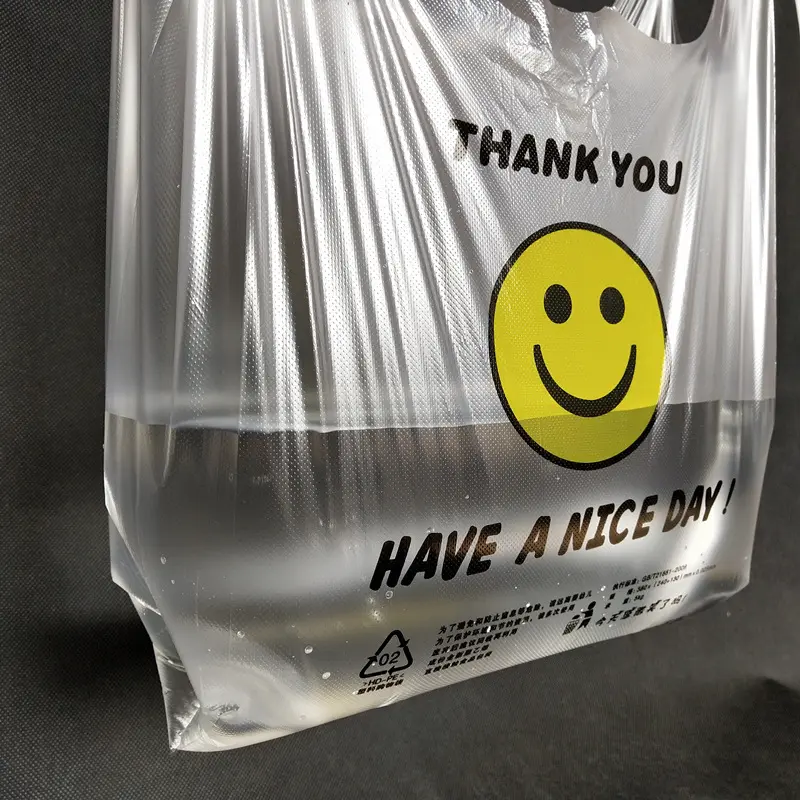 Tシャツありがとうプラスチック食料品店ショッピングキャリーアウトバッグ