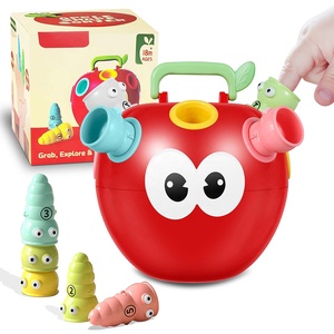 Funny <strong>Apple</strong> Shaped Catch Worms Game Toy - Educational Learning Toy for Toddlers | Simple Number &amp; Color Matching Game - Product Image 1
