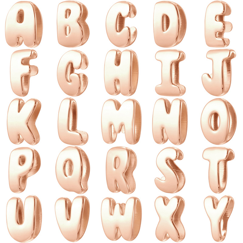 Perles droites grandes lettres en or rose