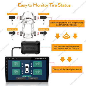 MEKEDE USB TPMS Car Tire Pressure Alarm Monitor <strong>System</strong> for Car Android Navigation Player with 4 <strong>Sensors</strong> 5V Wireless Transmission - Product Image 4