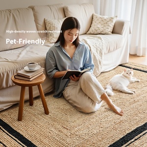 Ji Feng khu vực rộng lớn tự nhiên đay Thảm 10mm dệt tay cho phòng khách Bàn cà phê phòng trà không dính phòng ngủ sàn mat - Product Image 3