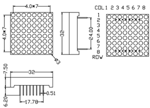 8x8 Dot Matrix LED Display Board 32*32mm segmento colore Dot-matrix modulo tubo digitale LED Display digitale tubi - Product Image 5
