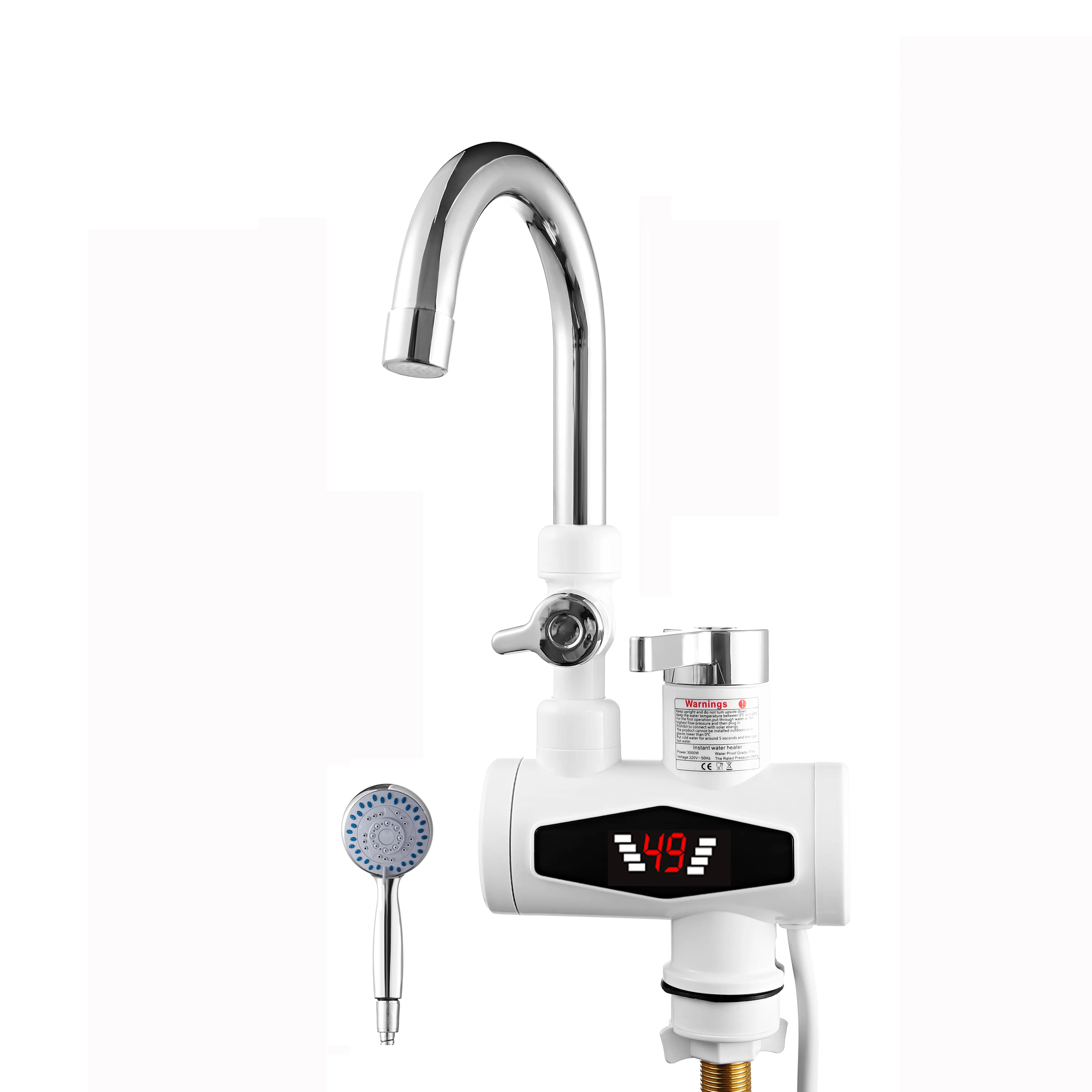 Robinet chauffe-eau électrique instantané OEM ODM, 2020 W, pour la salle de bain, sans réservoir, Double fonction, 3000