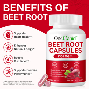 OneBotanicl Organic <span class=keywords><strong>Beet</strong></span> <span class=keywords><strong>Root</strong></span> Extract Cápsulas 1300mg Beterraba Em Pó Suplemento para Suporte Endurance Energia Natural - Product Image 5