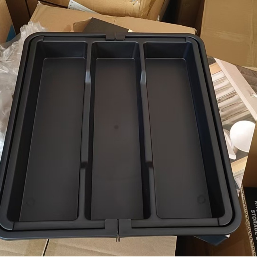 5-compartment black cutlery organizer