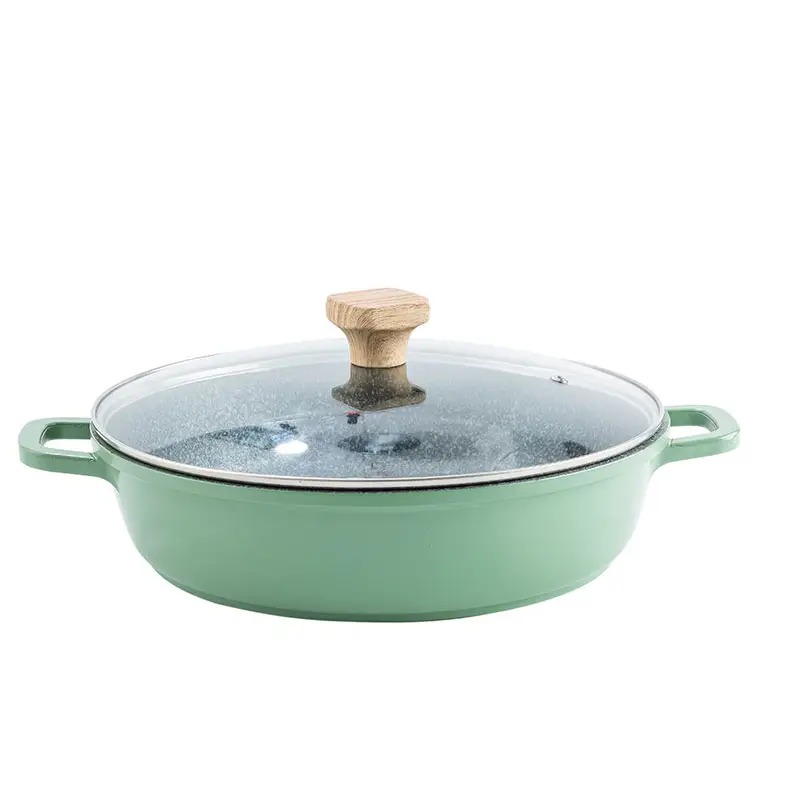 Casseruola all'ingrosso della fabbrica pentole da cucina 24cm \ 28cm \ 32cm \ 34cm \ 36cm \ 40cm classica casseruola bassa in alluminio fuso