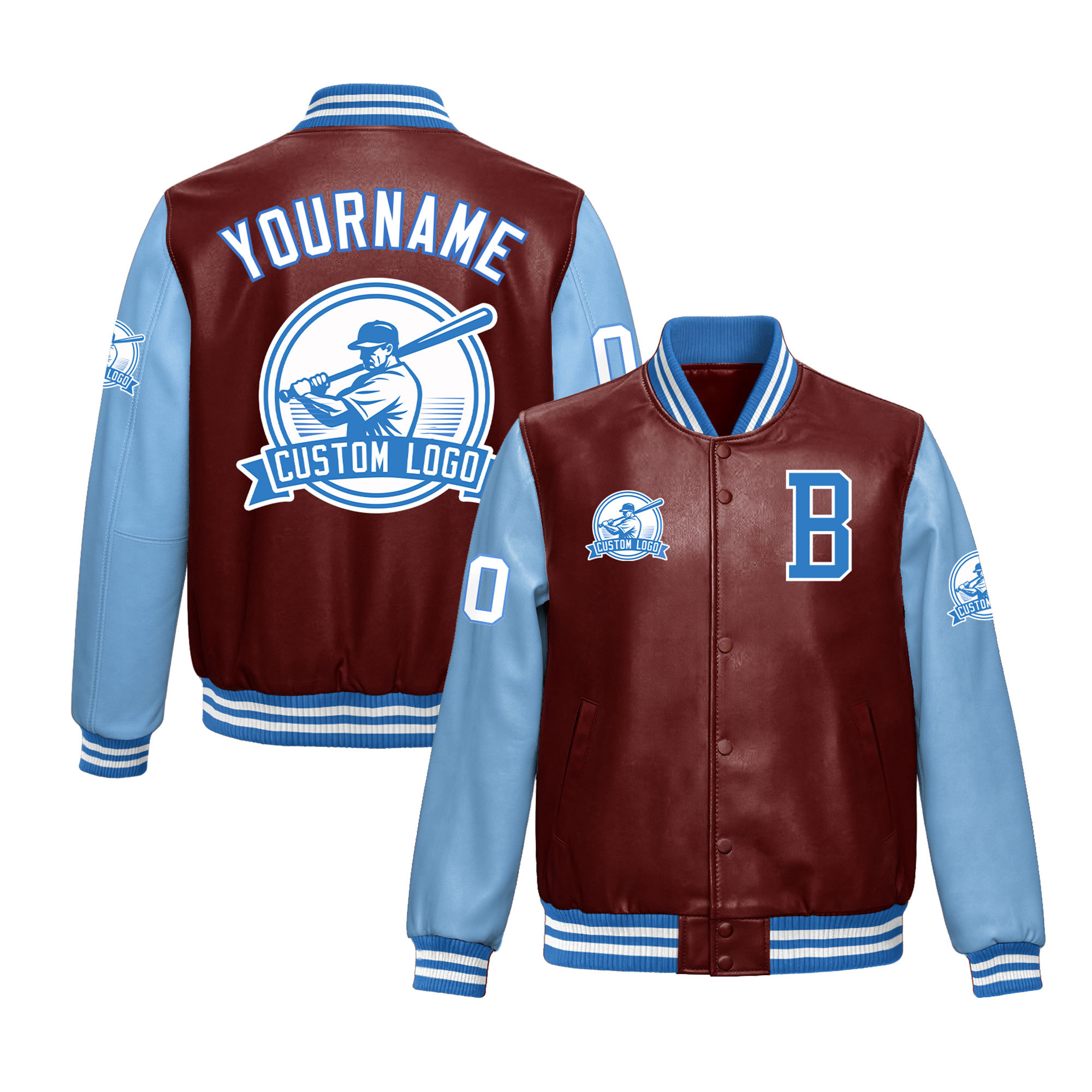 Burgundy&Light Blue-B12