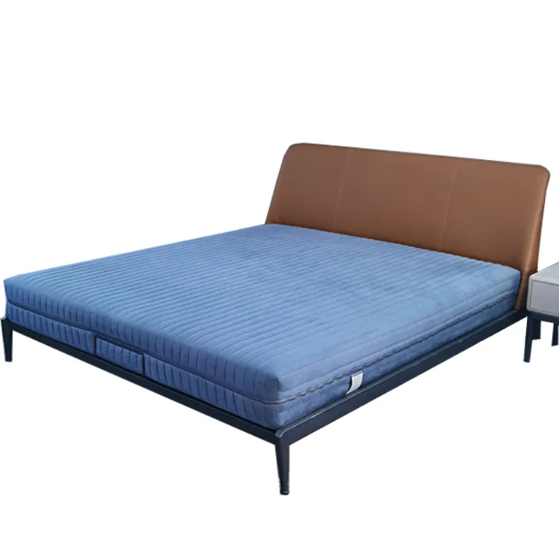 Современная металлическая кровать размера «King-Size» с железным каркасом, новая стильная мягкая кровать для домашнего отеля или квартиры, мебель для спальни