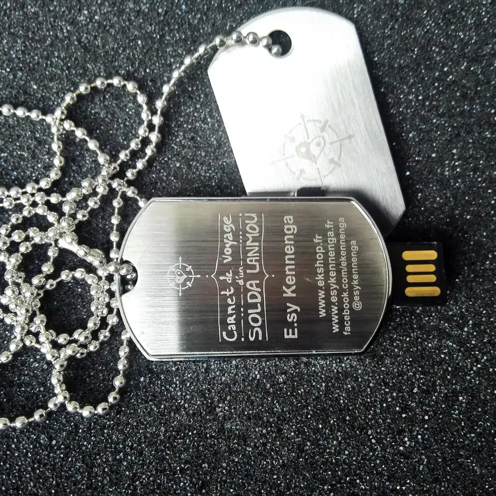 Corrente do pingente do flash usb de aço inoxidável, vara de metal pendurar etiqueta usb