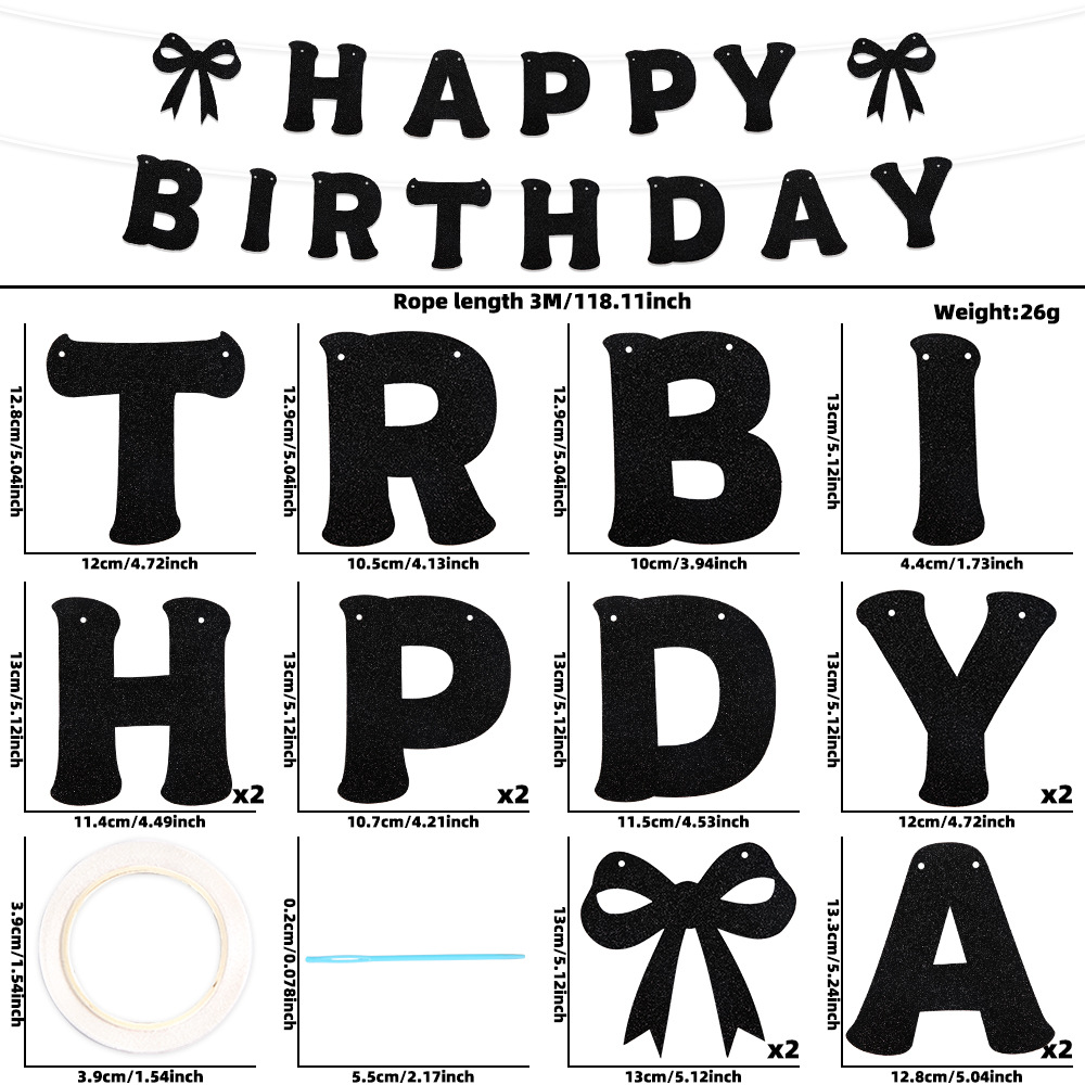 3m wire-black glitter letter