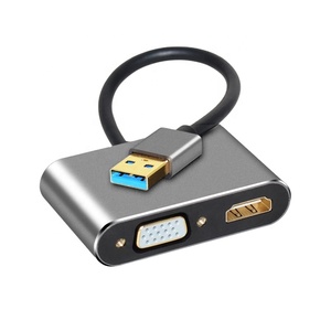 2合1 USB 3.0转HDMI VGA适配器4k高清1080P多显示转换器音频视频电缆适用于Macbook计算机 - Product Image 4