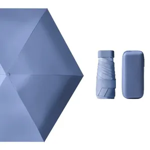 LS09 özel Mini UV yağmurlu cep 5 katlanır şemsiye seyahat güneşlik Logo baskı için küçük düz kolu vaka manuel kontrol - Product Image 5