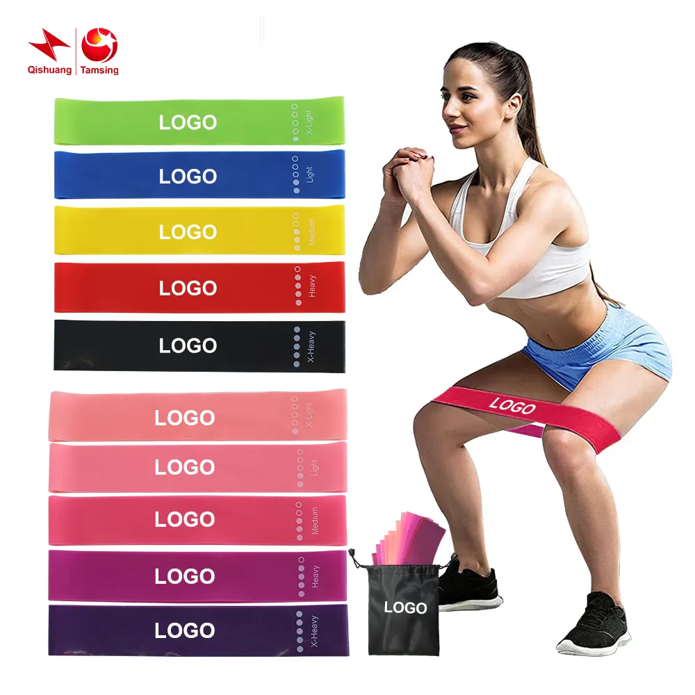 Bandas de resistencia de bucle elástico de fábrica para Fitness, logo personalizado, elástico para gimnasio, ejercicio, Látex natural