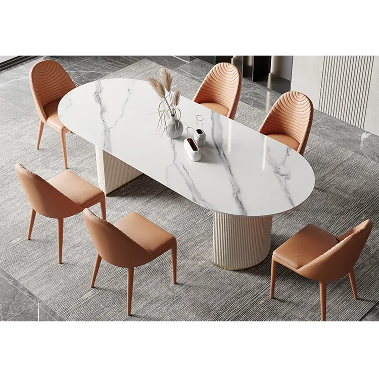 Commercio all'ingrosso di design moderno sala da pranzo set venature del marmo Da Pranzo sedia Da Tavolo luce Tavolo Da Pranzo di lusso