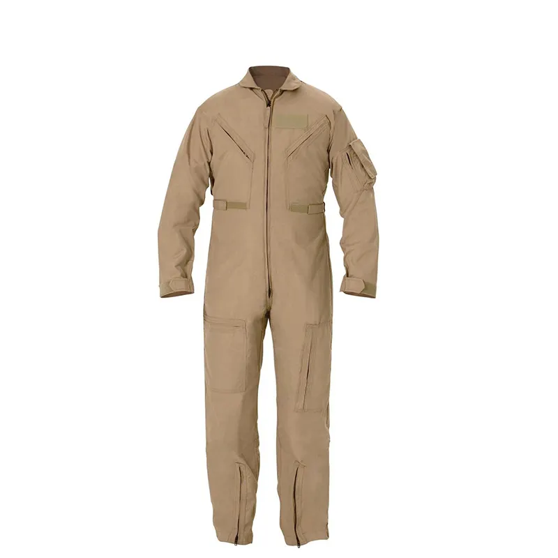 Combinaison de pilote d'avion de l'armée de l'air ignifuge multi-poches Nomex aramide beige kaki personnalisé