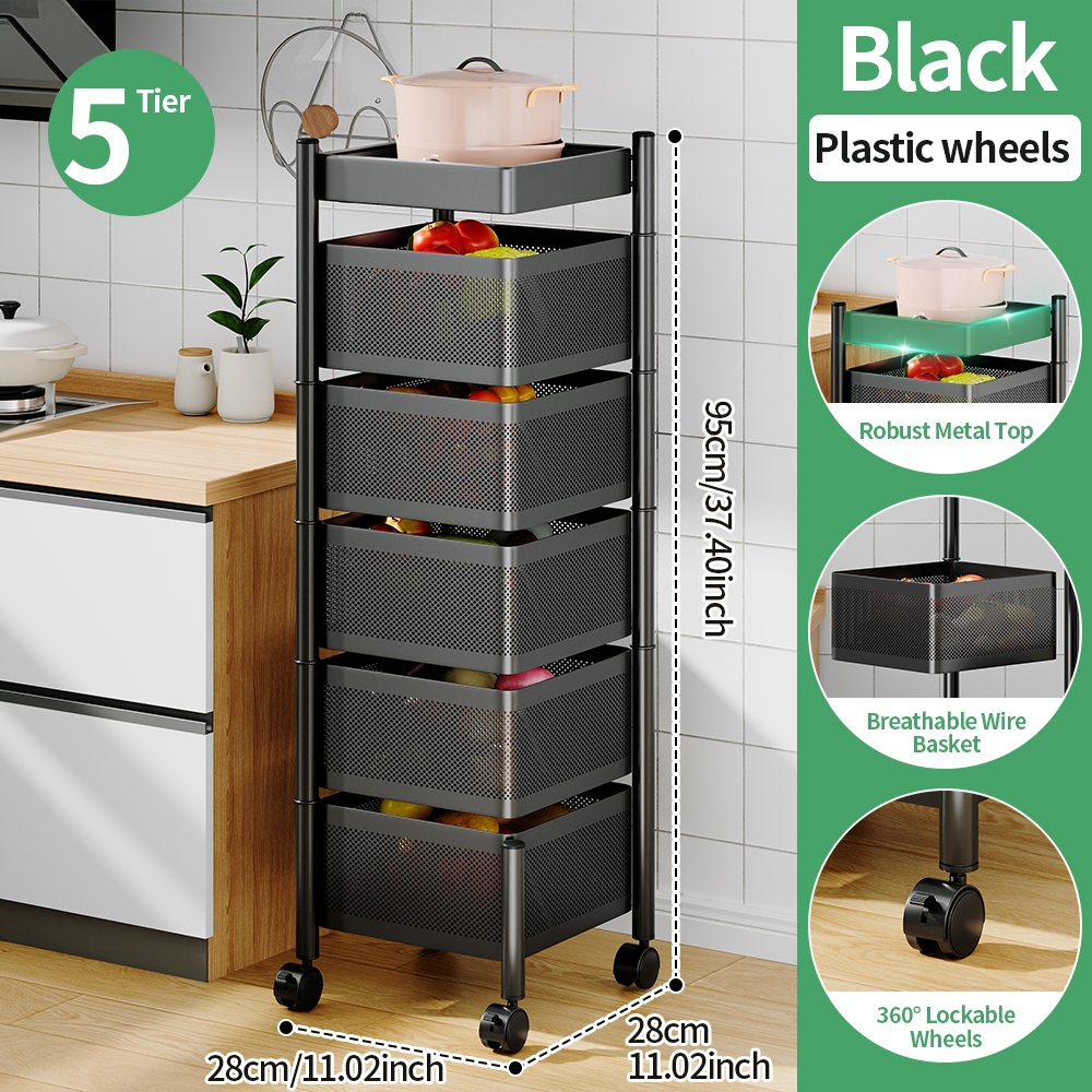 5 Tier black square basket
