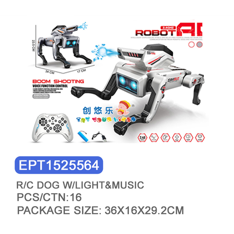 EPT1525564-Smart RC AI cane con luci a proiettile e musica (16 pezzi/scatola)