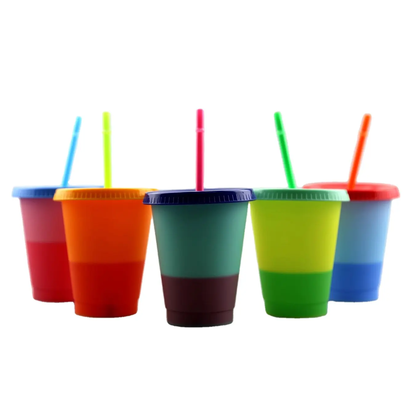 Wholesale Custom Logo Printed Reusable 16OZ Cold Coffee Plastic Color Changing CupsとLidとStraw