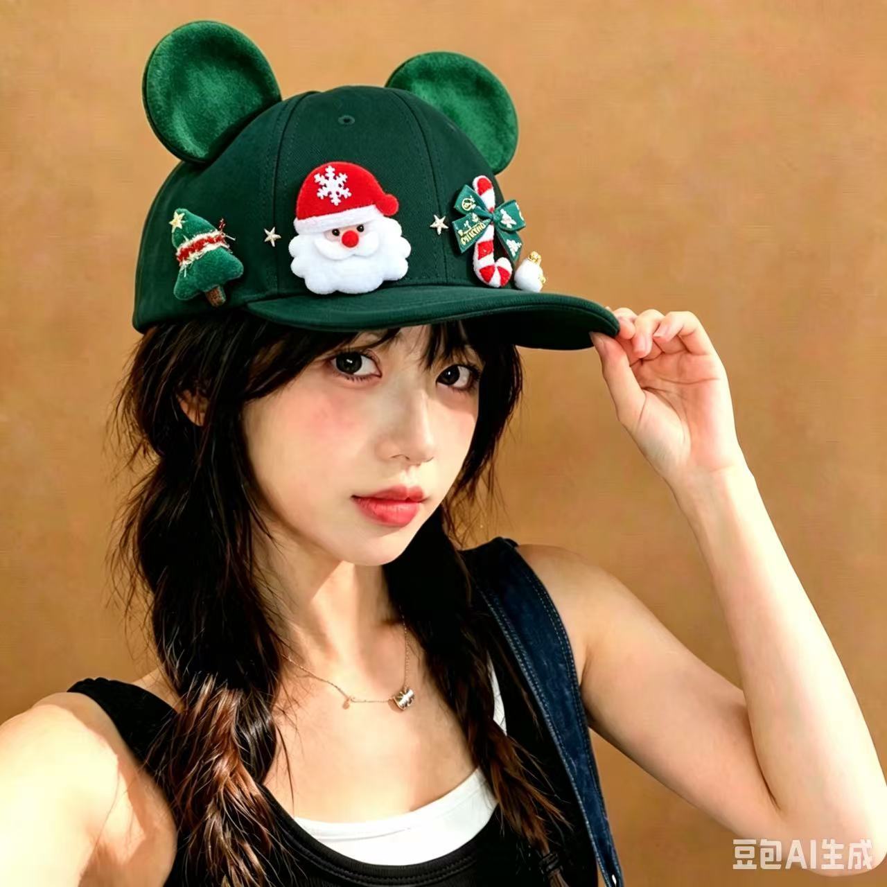 Classic santa claus 4-decorated baseball cap-dark green