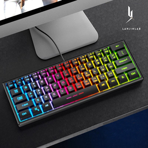 Blue Gold <strong>Wireless</strong> Dual-mode Mechanical <strong>Keyboard</strong> Wired Game Pudding <strong>Keyboard</strong> Hot-swappable Red Axis Gaming Model 61 Keys - Product Image 1