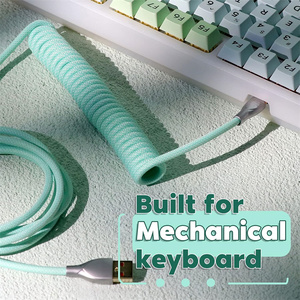 2024 Unique Macaron Coiled USB C <strong>Keyboard</strong> Cable Nylon Jacket <strong>Type</strong>-C Connectors for Gaming Mechanical <strong>Keyboard</strong> Wire - Product Image 2