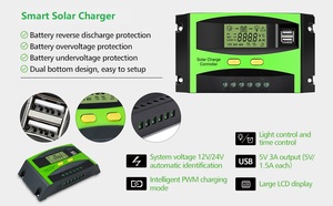 10A 20A 30A 40A 50A 60A太阳能调节器12V/24V 48v交流至dc离网PWM太阳能充电控制器 - Product Image 6