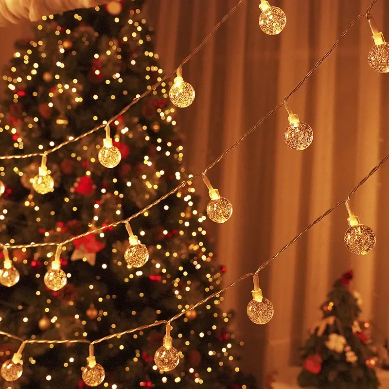 Tira de luces LED de Navidad al por mayor de 3M con bola de burbujas para el hogar, decoraciones de fiesta de balcón luz LED de Navidad
