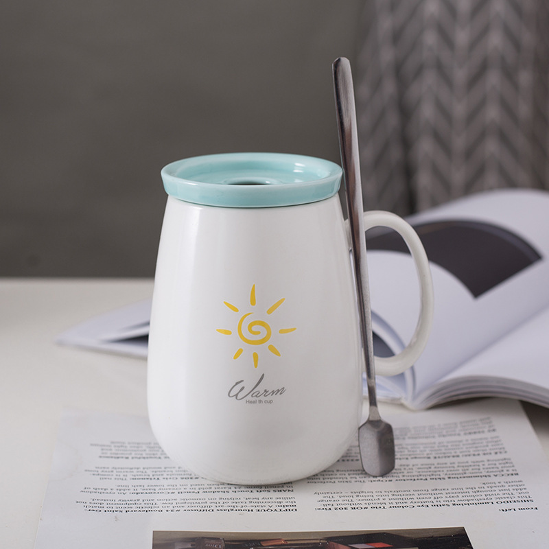 ถ้วยสีขาวด้านทรงสูง อบแห้งด้วยแสงแดด มาพร้อมฝาปิดและช้อน