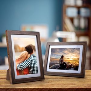 Kahverengi 5x7 resim çerçevesi seti 4, 6x8 duvar veya masa üstü için Mat ile 5x7 fotoğraf rustik ceviz çerçeveleri. - Product Image 4