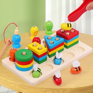 Children's Puzzle 2 in 1 Column of Early Teaching Geometric <strong>Shape</strong> Wooden <strong>Sorting</strong> Montessor Fishing Columns Educational Kid's Toy - Product Image 4