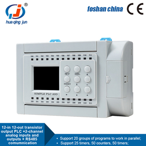 Huaqingjun 12-in 12-out Transistor <strong>Output</strong> PLC 2-Channel Analog <strong>Inputs</strong> <strong>Outputs</strong> 0-20mA <strong>4</strong>-20mA PLC Controller for Converter