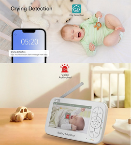 Tuya WiFi bebek izleme monitörü 5 inç HD App kontrolü kablosuz iki yönlü ses Babyphone VOX modu gece görüş Video kayıt bebek kamerası - Product Image 5